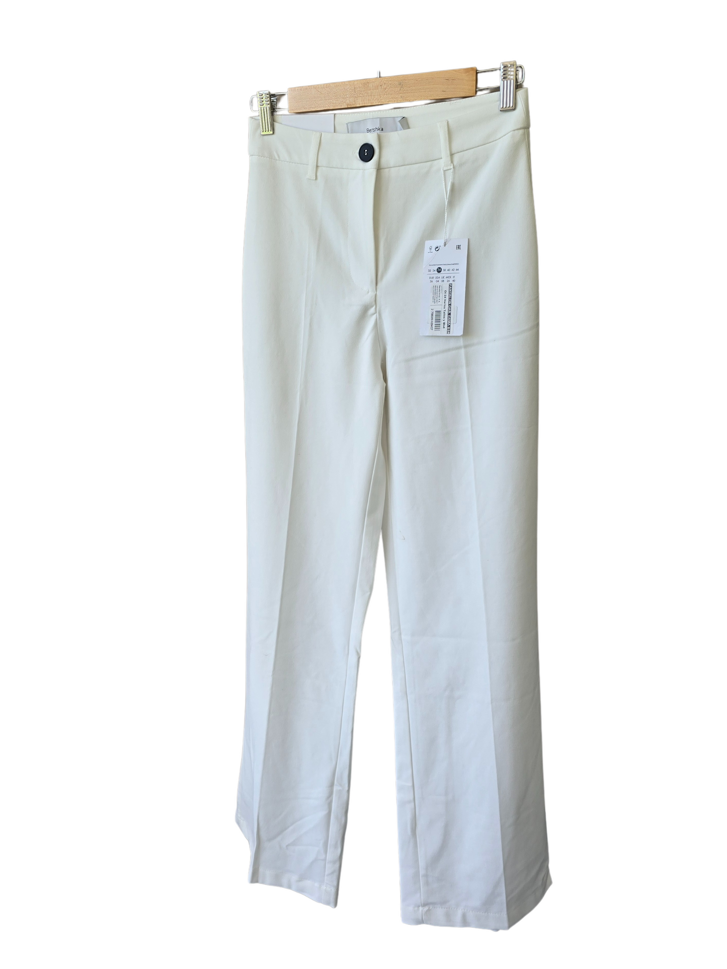 Pantalón sastrero Bershka blanco, talle 36, con etiqueta