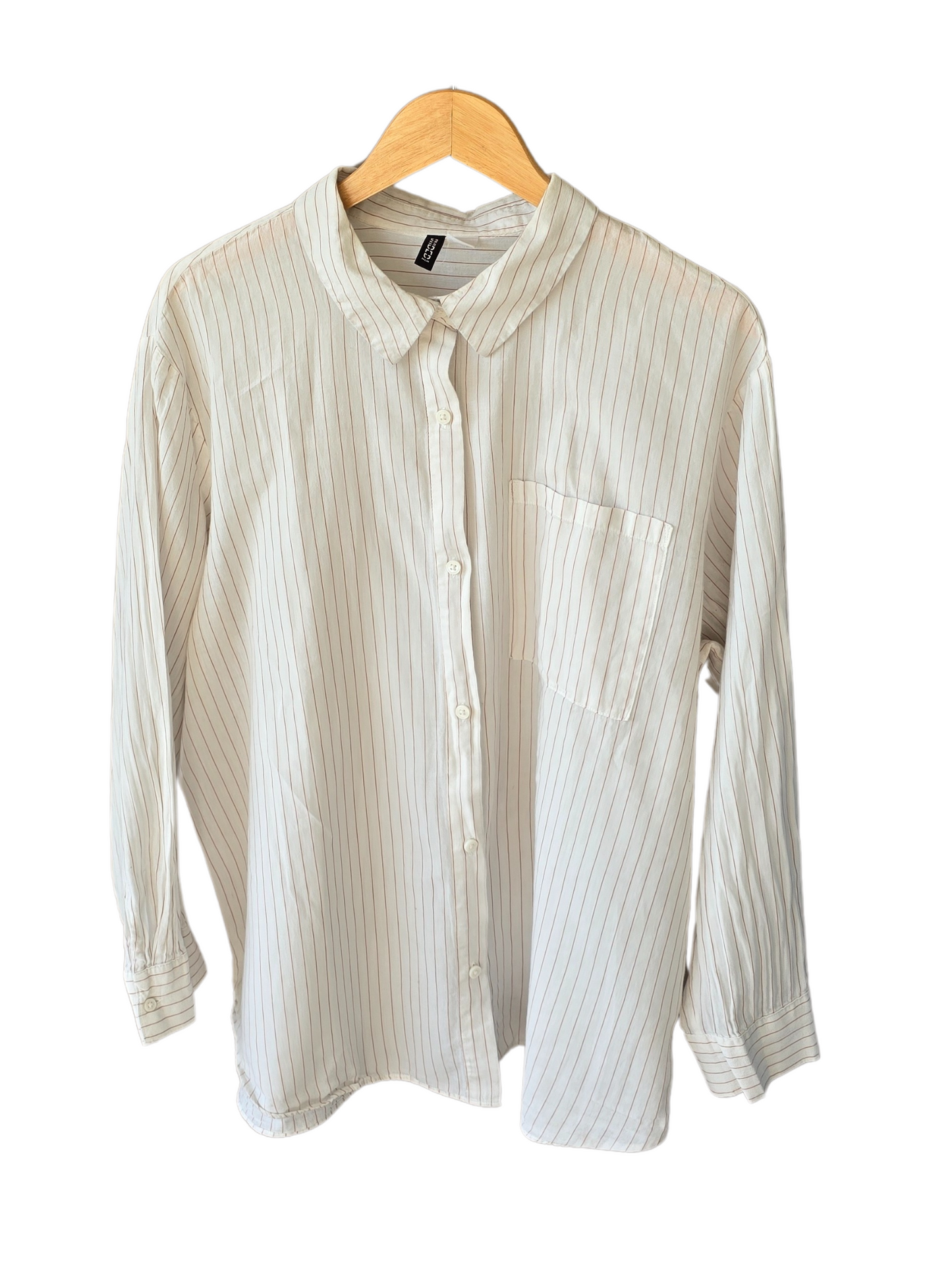 Camisa H&M, crudo a rayas, talle L