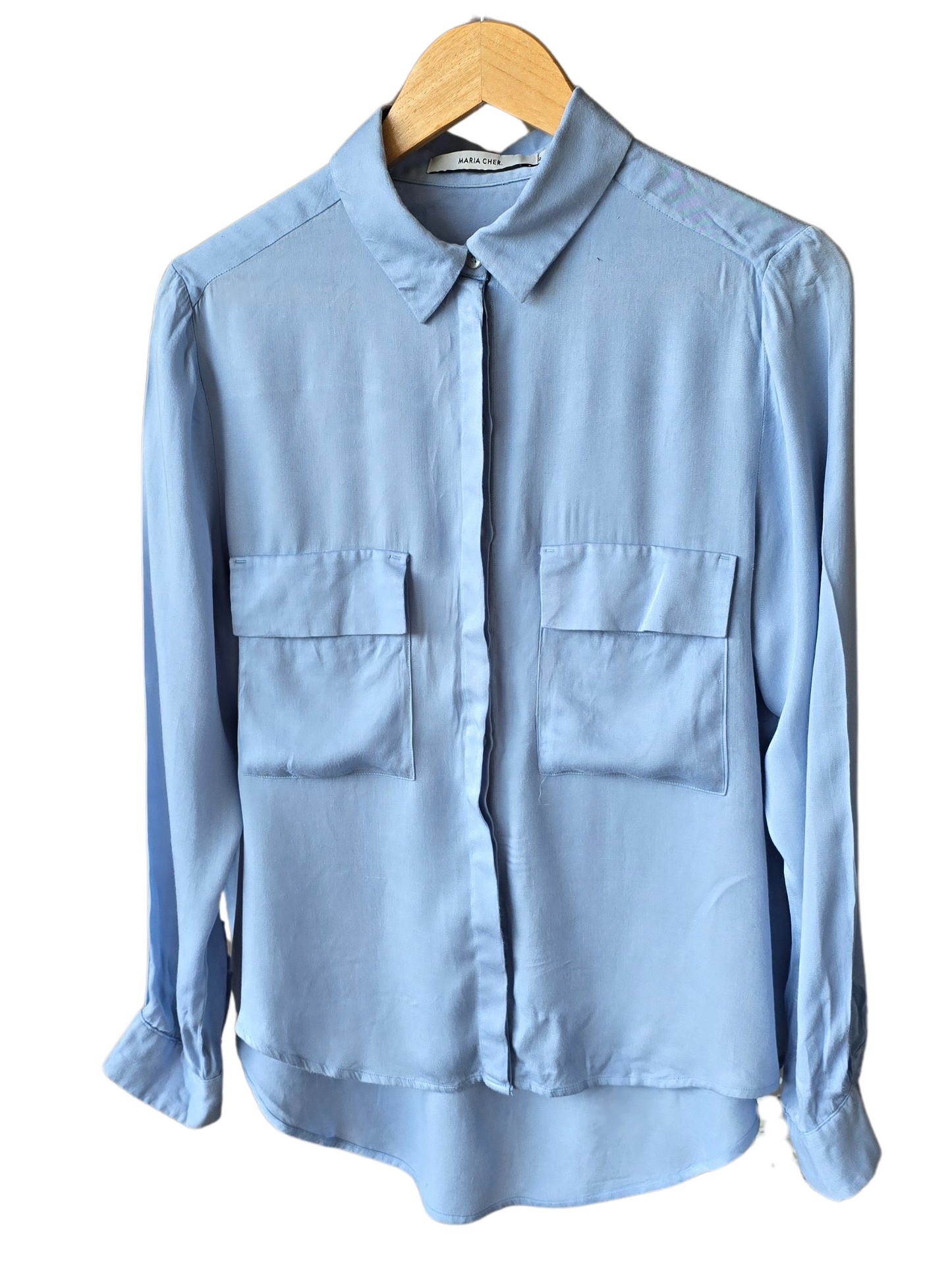 Camisa Cher, celeste de algodón, talle 2