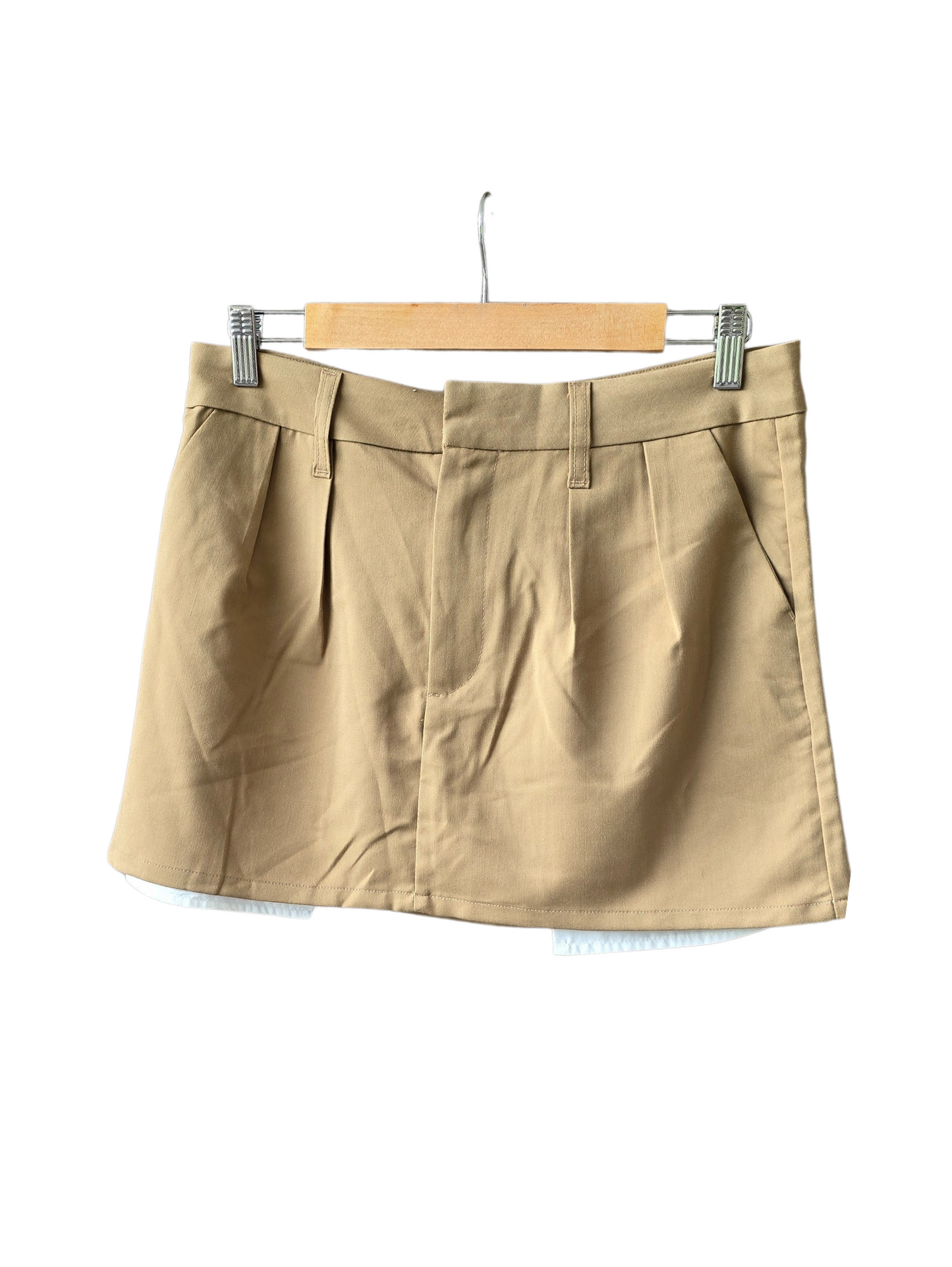 Pollera H&M tipo sastrera tiro bajo, beige talle S, con etiqueta