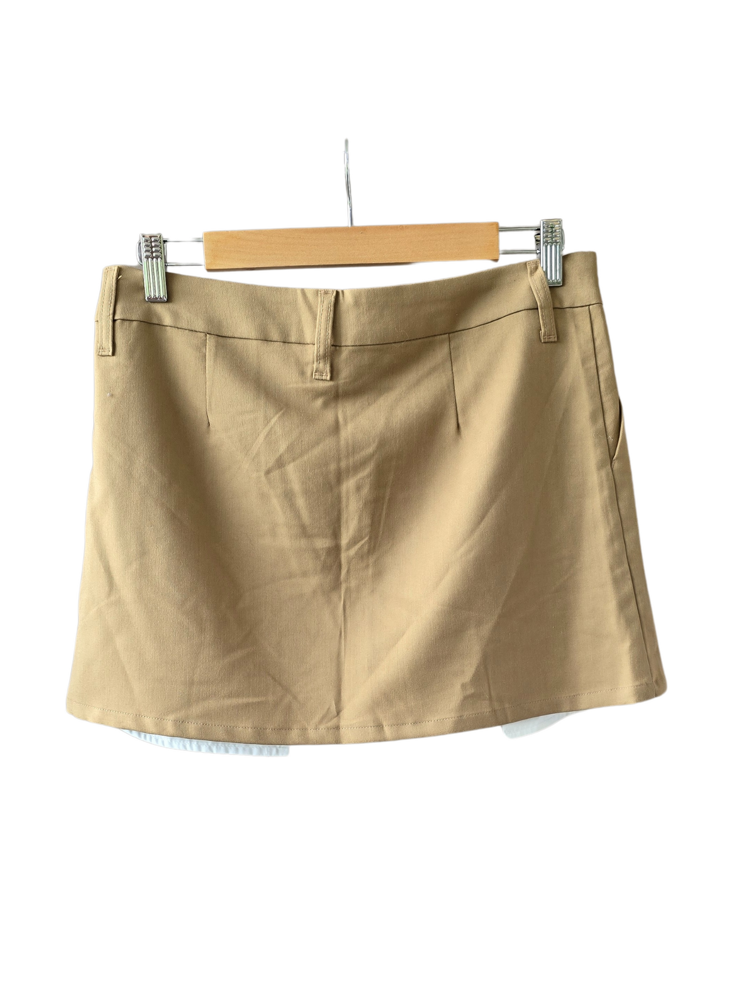 Pollera H&M tipo sastrera tiro bajo, beige talle S, con etiqueta