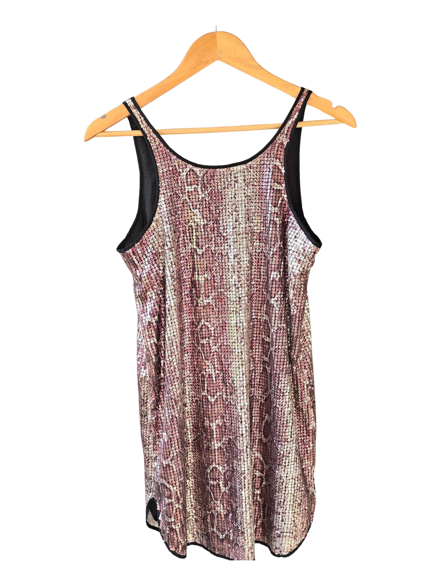 Vestido corto Zara de lentejuelas, animal print marrón