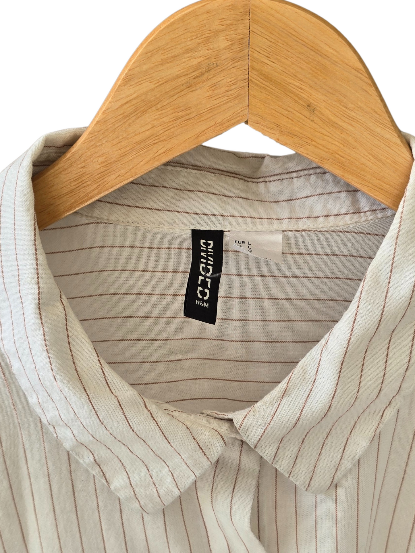 Camisa H&M, crudo a rayas, talle L