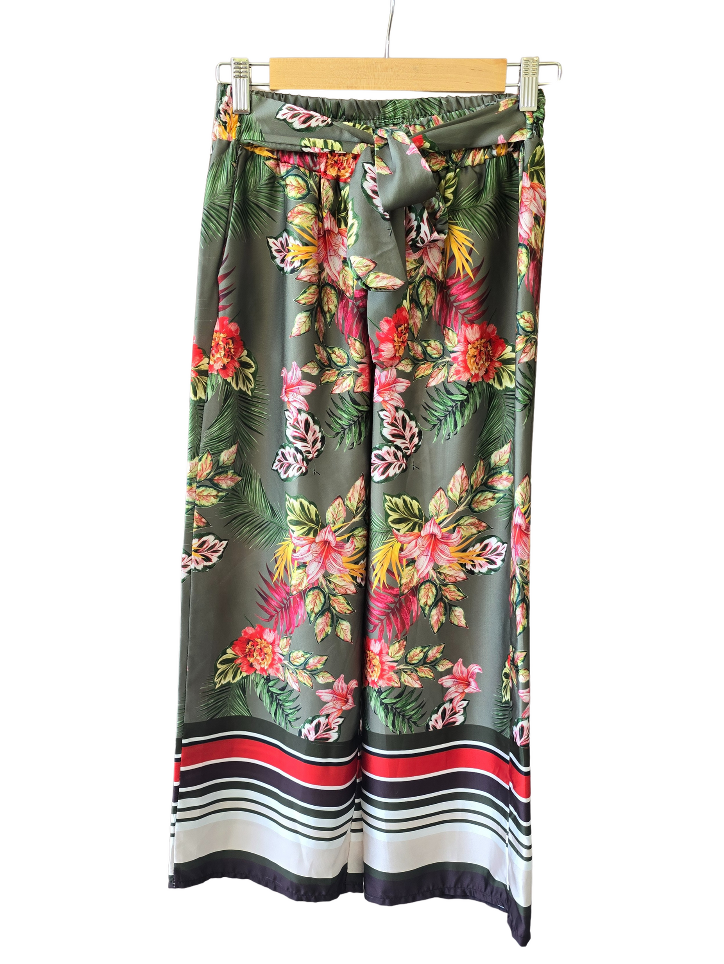 Pantalón Caro Criado, de seda floreado con lazo, talle S