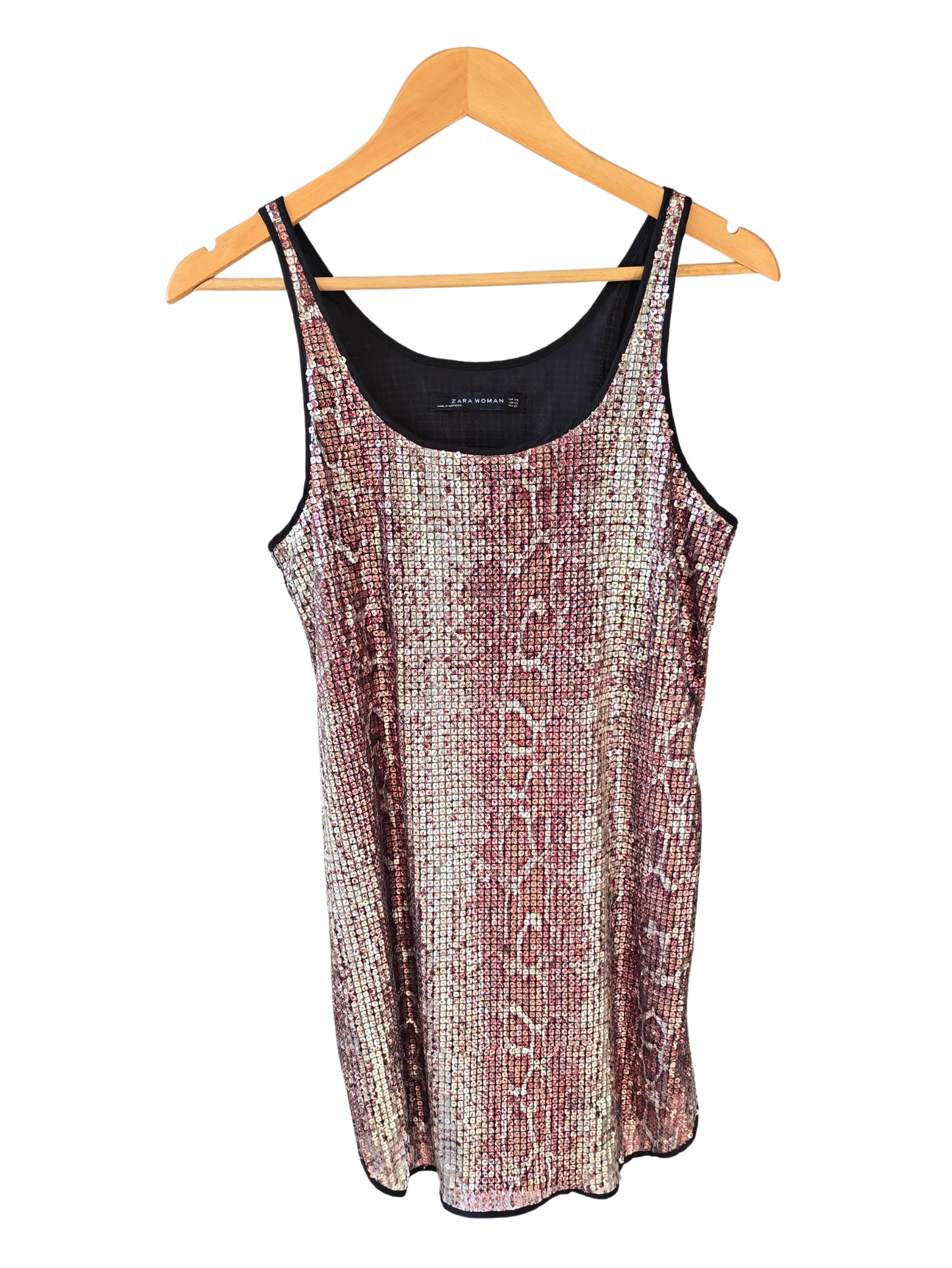 Vestido corto Zara de lentejuelas, animal print marrón