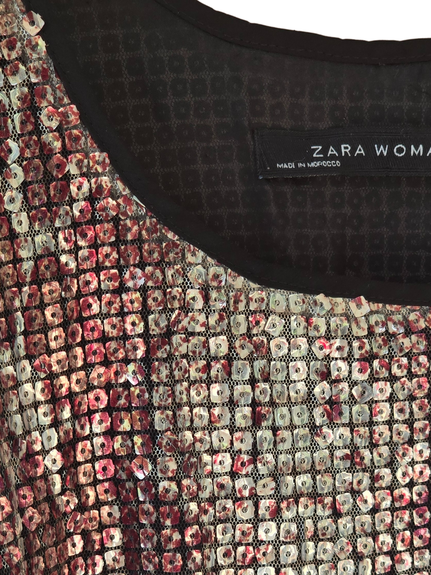 Vestido corto Zara de lentejuelas, animal print marrón